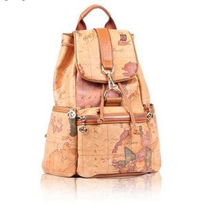 B. ANGEL Vegan Leather Vintage Map Backpack